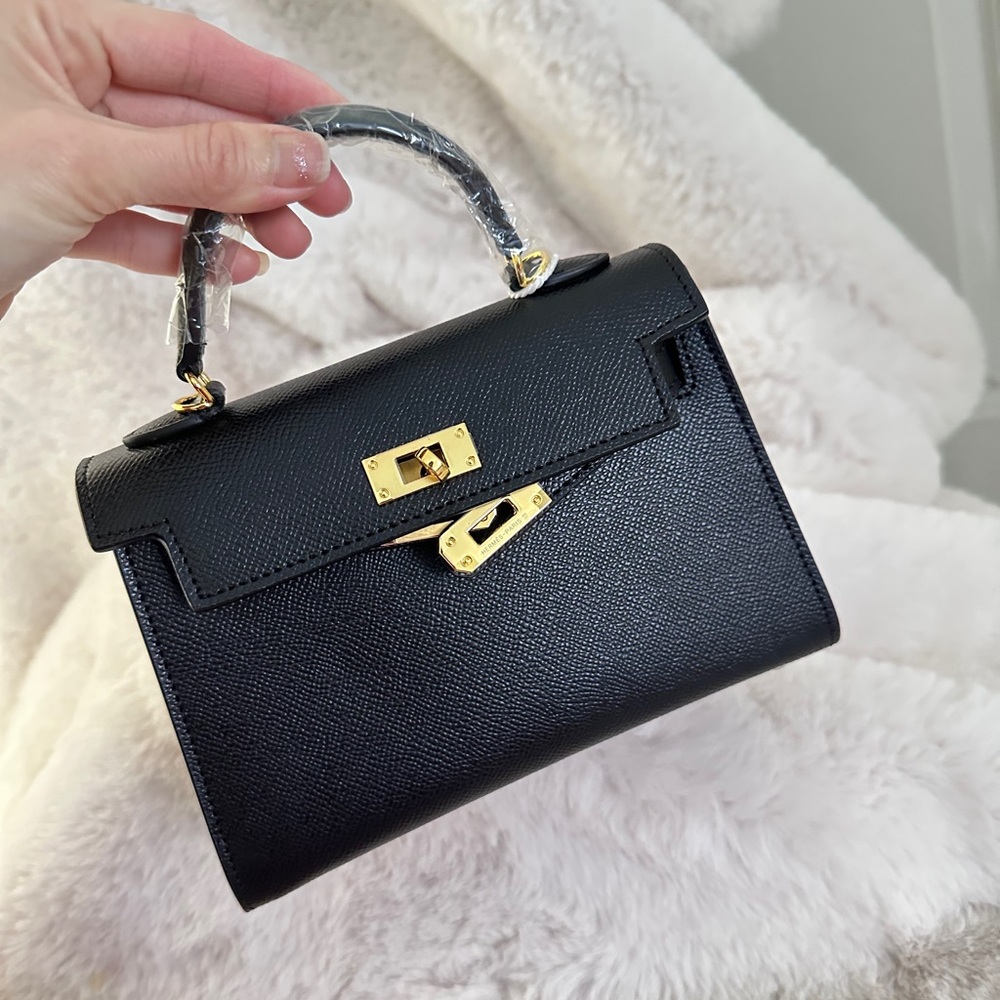Top Handle or Crossbody Classic Mini Epsom Bag with Gold Hardware in Black - Picture 2 of 6
